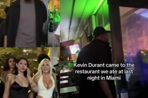 哇塞，小帅会玩啊！🙊美媒晒视频：杜兰特带一群辣妹一起吃饭